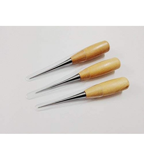 Tools Set of 3 Diy Gadget Wood Handle Drillable Awl Round Solid Tool for Leather Craft